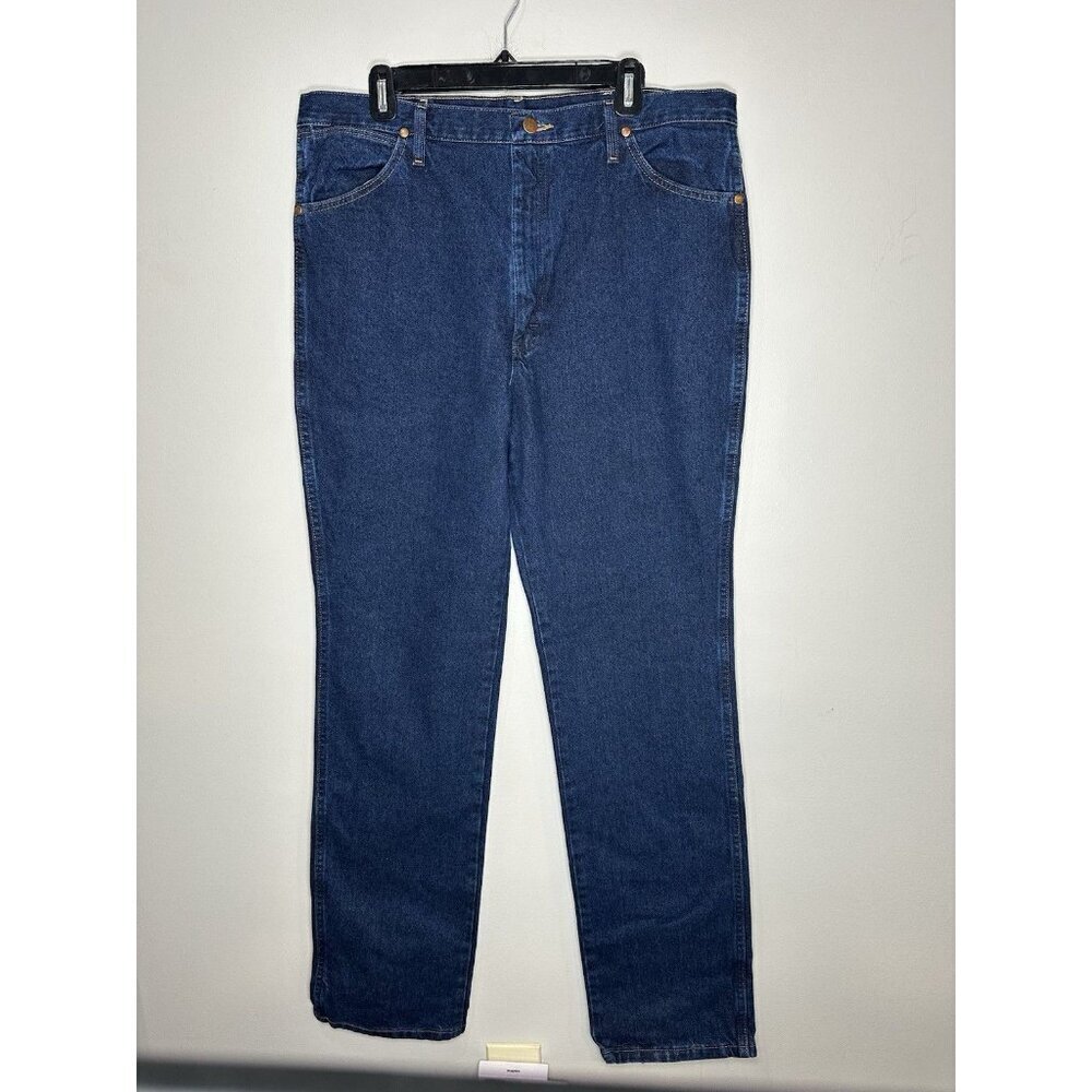 Wrangler Jeans Mens 38x36 Blue Cowboy Cut Slim Fit Dark Wash Western Denim